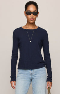 Junie Long Sleeve Tee | Heather Ash, White, Eclipse
