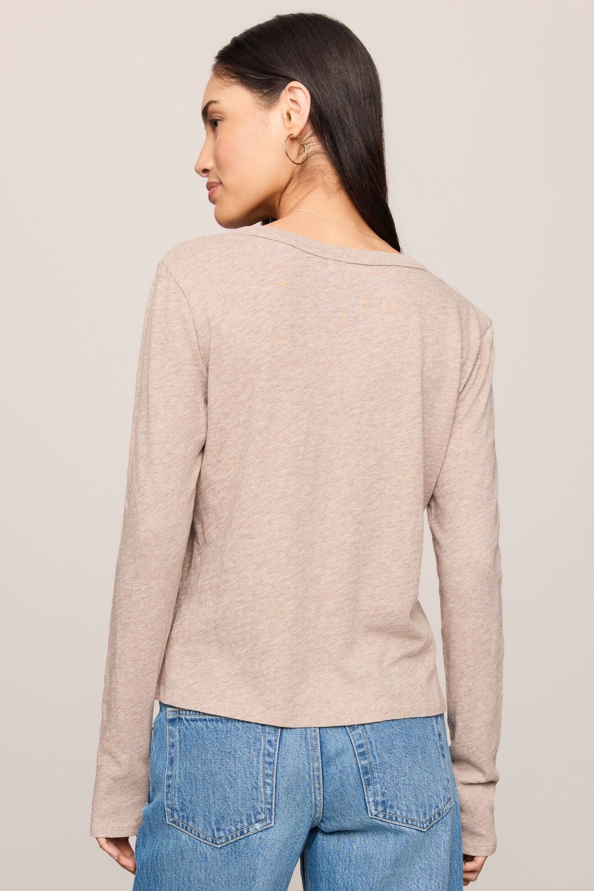 Junie Long Sleeve Tee | Heather Ash, White, Eclipse