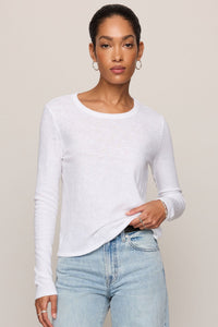 Junie Long Sleeve Tee | Heather Ash, White, Eclipse