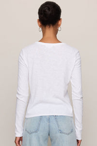 Junie Long Sleeve Tee | Heather Ash, White, Eclipse