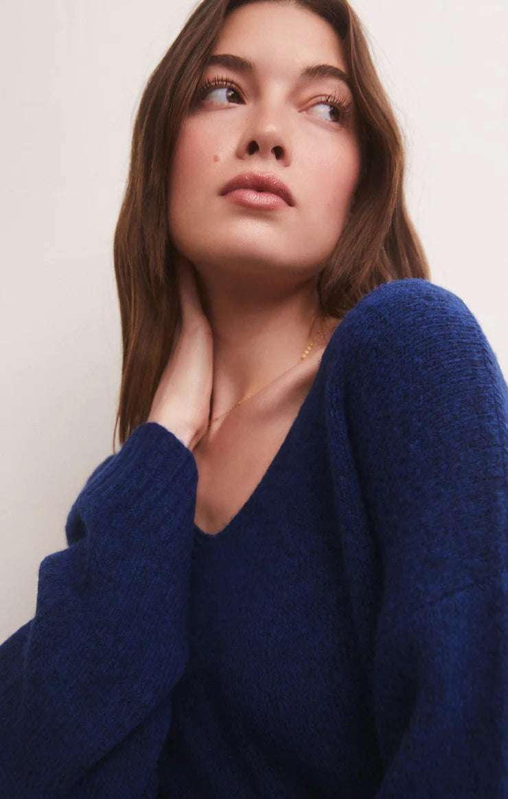 Modern V-Neck Sweater | Space Blue