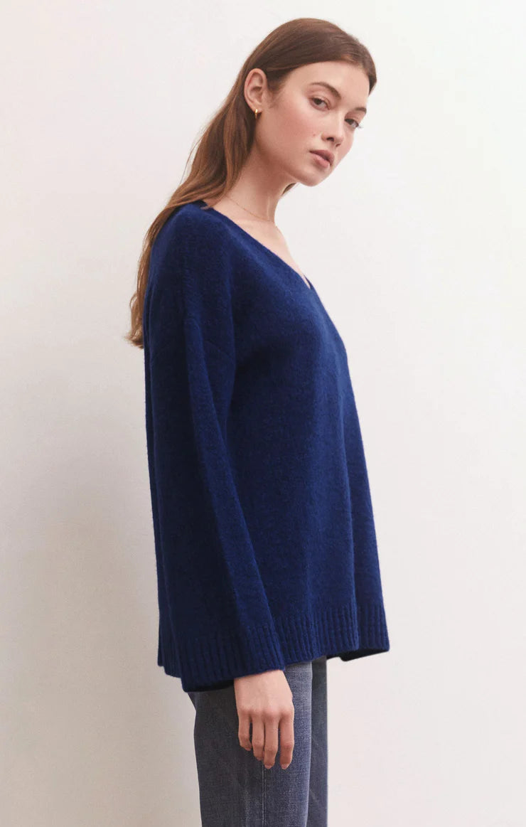 Modern V-Neck Sweater | Space Blue