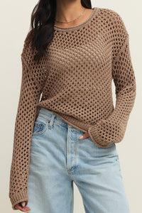 Cala Shimmer Crochet Sweater | Campfire