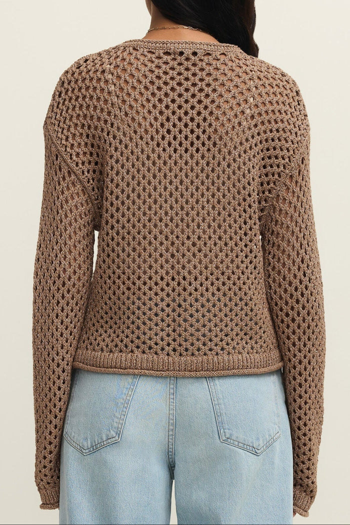 Cala Shimmer Crochet Sweater | Campfire