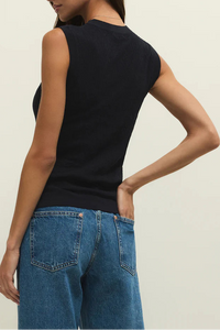 Tibi Mesh Tank | Black, Cloud