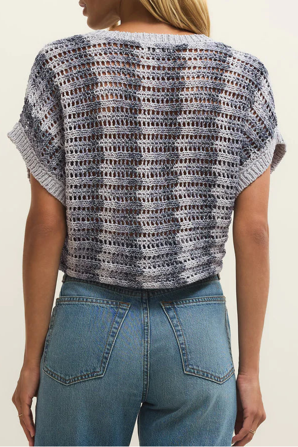 Ballast Crochet Stripe Top | Calypso Blue