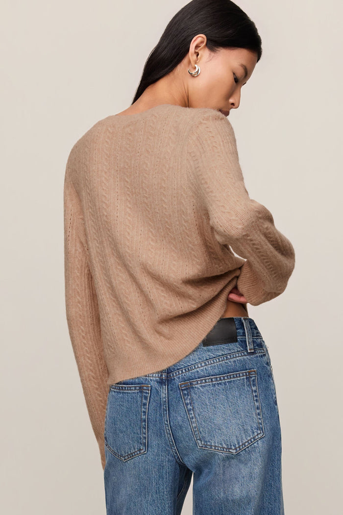Medina Pointelle Cardigan | Macaroon, Black