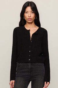 Medina Pointelle Cardigan | Macaroon, Black