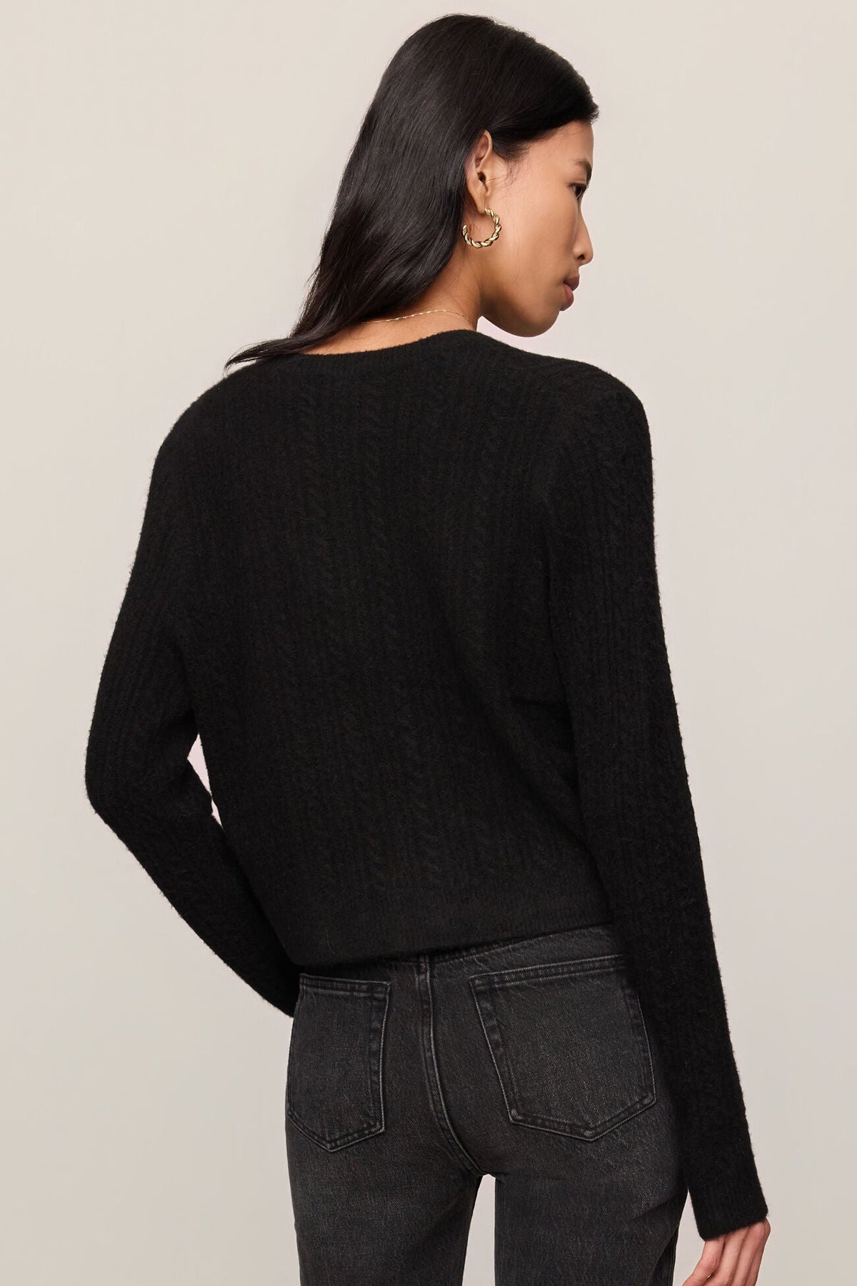 Medina Pointelle Cardigan | Macaroon, Black