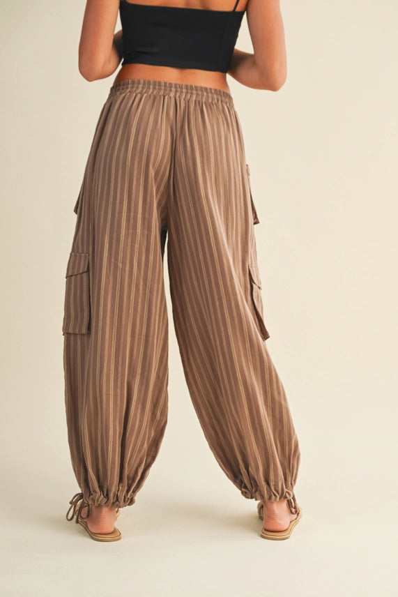 Striped Cargo Pants | Mocha