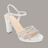 Amara-88 3.5" Block Heel | Silver Shimmer, Nude Shimmer
