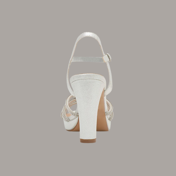 Amara-88 3.5" Block Heel | Silver Shimmer, Nude Shimmer
