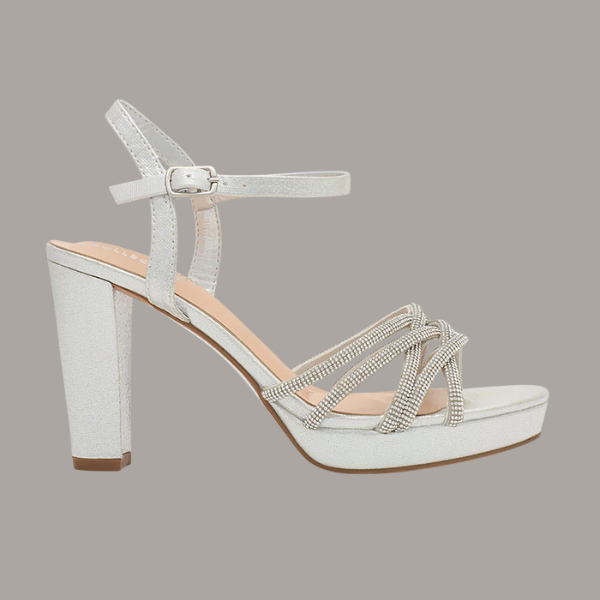 Amara-88 3.5" Block Heel | Silver Shimmer, Nude Shimmer