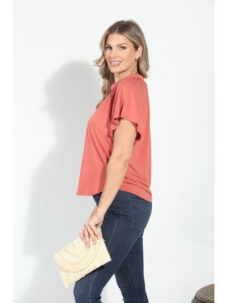 SPLIT NECK SS TOP