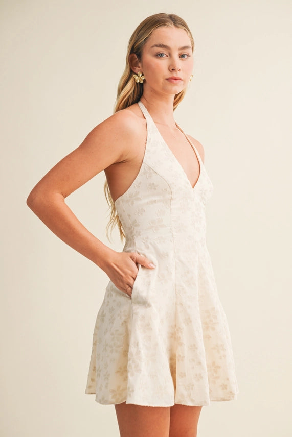 Floral Jacquard Skort Dress | Natural