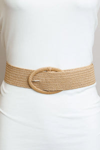 Raffia Oval Buckle Belt | Tan, Black