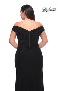 La Femme 29722 Jersey Off Shoulder Gown | Black, Emerald, Navy, Wine
