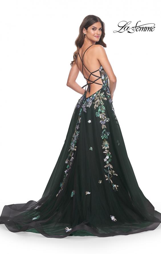 La Femme 32023 Multi Sequin Floral Tulle Gown