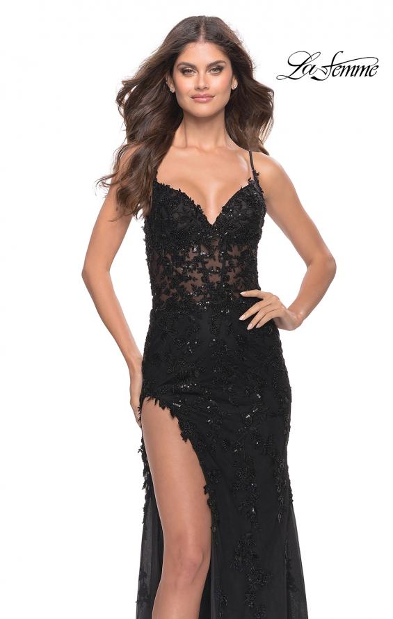La Femme 31382 Tulle Beaded Lace Gown – Harriman Clothing