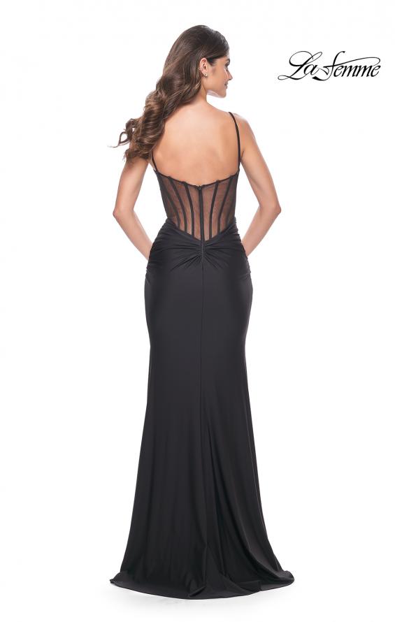 La Femme 32153 Illusion Back with Boning Detail Dress