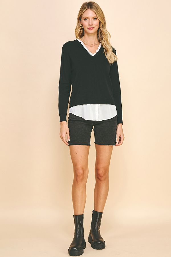 LS V NECK LAYERED TOP