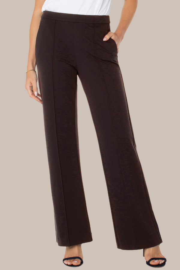 Kayla Pull On Wide Leg Trouser | Black, Brown Truffle, Rich Camel, Cadet Blue