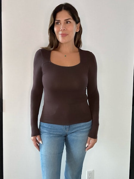 RIBBED LS TOP