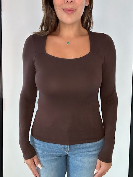 RIBBED LS TOP