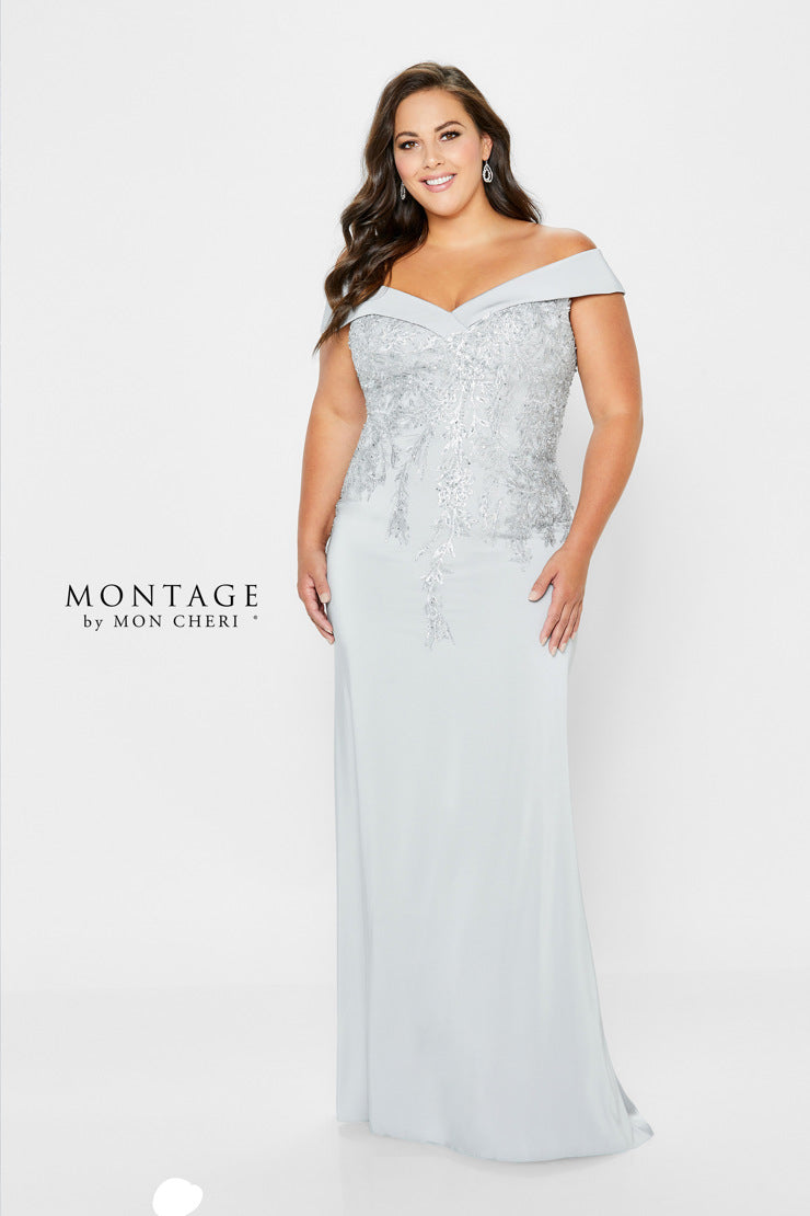 Montage 220932 Off The Shoulder Crepe Fit and Flare