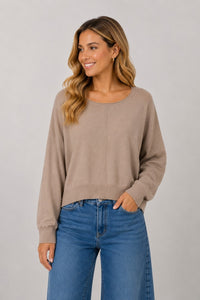 Seam Front Round Neck Pullover Sweater | Various Colors