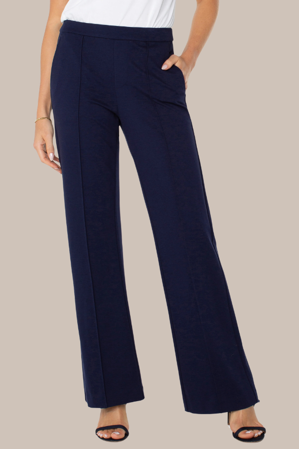 Kayla Pull On Wide Leg Trouser | Black, Brown Truffle, Rich Camel, Cadet Blue