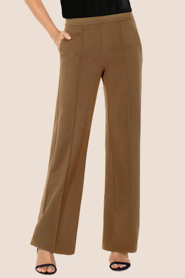 Kayla Pull On Wide Leg Trouser | Black, Brown Truffle, Rich Camel, Cadet Blue