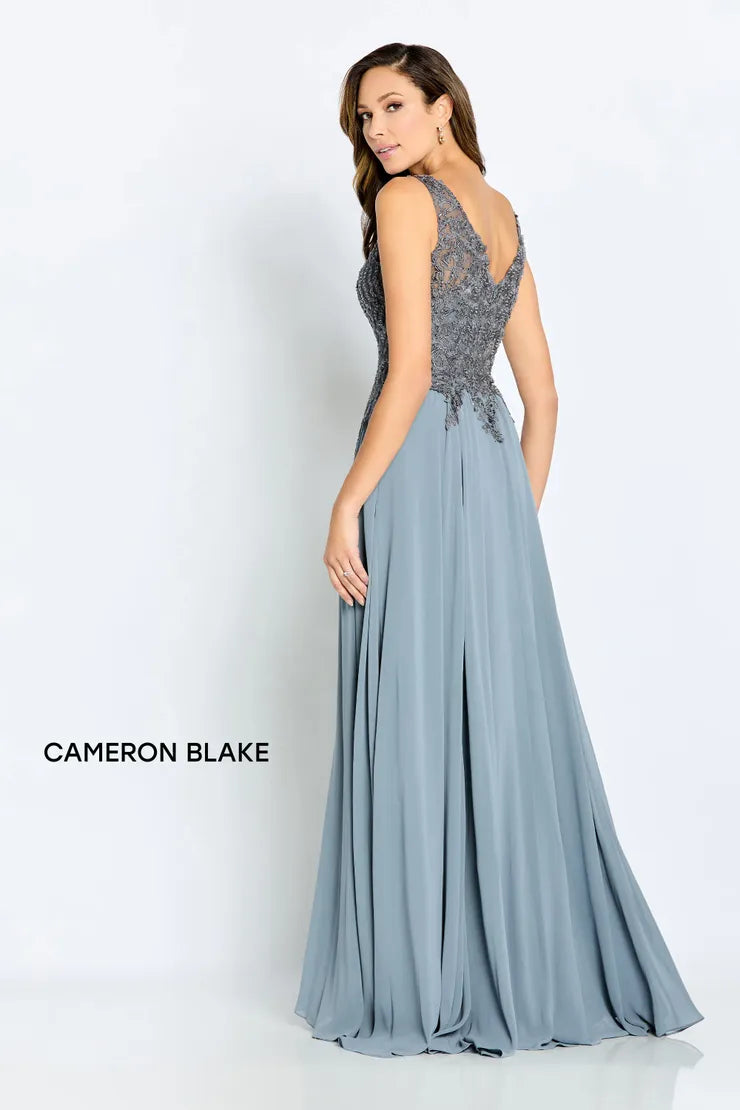 Cameron Blake CB117 Lace Chiffon Gown | Gray