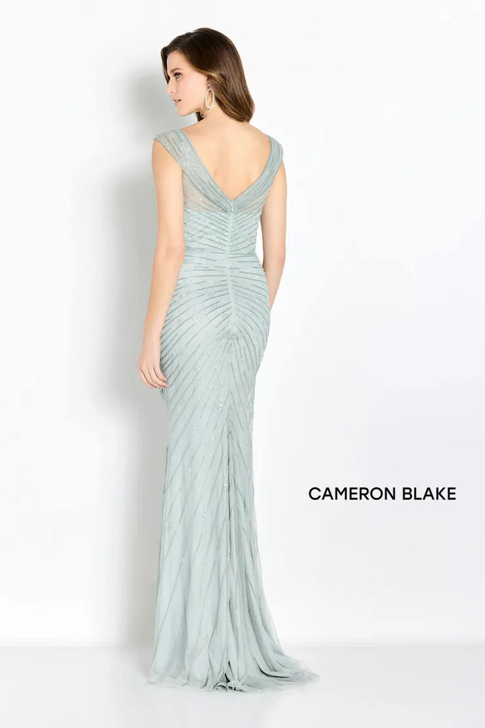 Cameron Blake CB755 Beaded Tulle Gown | Powder Blue