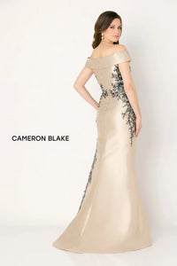 Cameron Blake CB777 Off the Shoulder Asymmetrical Floral Fit n Flare Dress