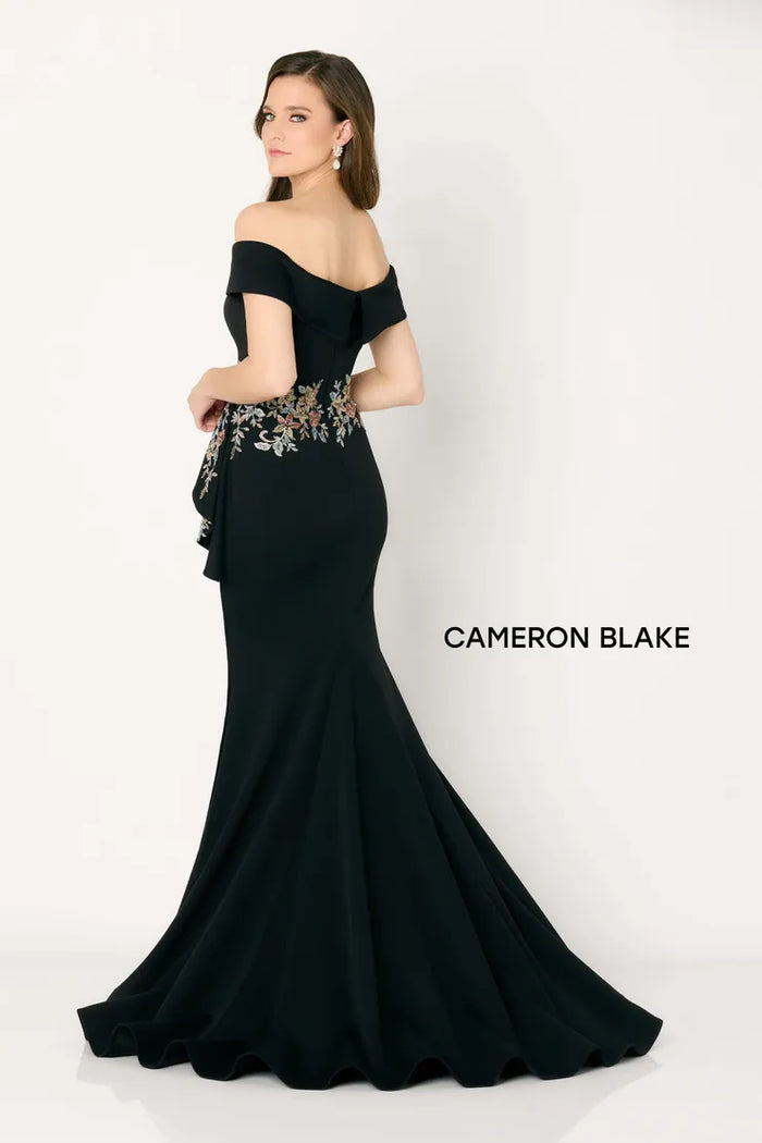 Cameron Blake CB779 Off The Shoulder Floral Peplum Gown