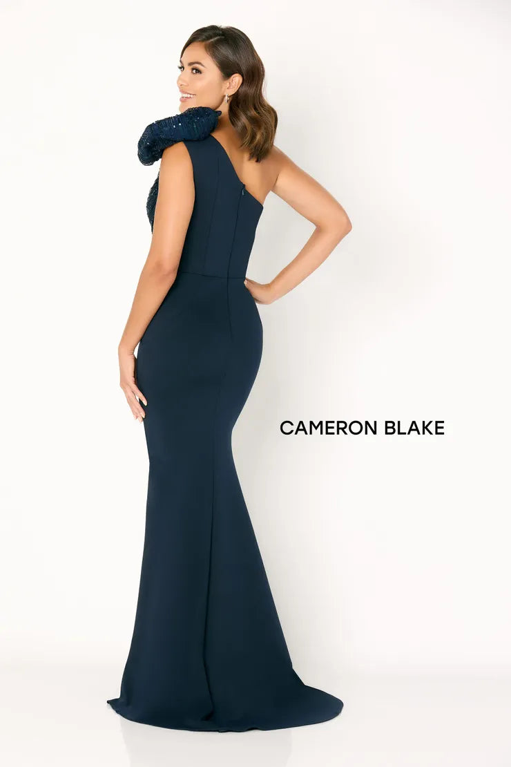 Cameron Blake CB784 One Shoulder Sequin Stretch Gown