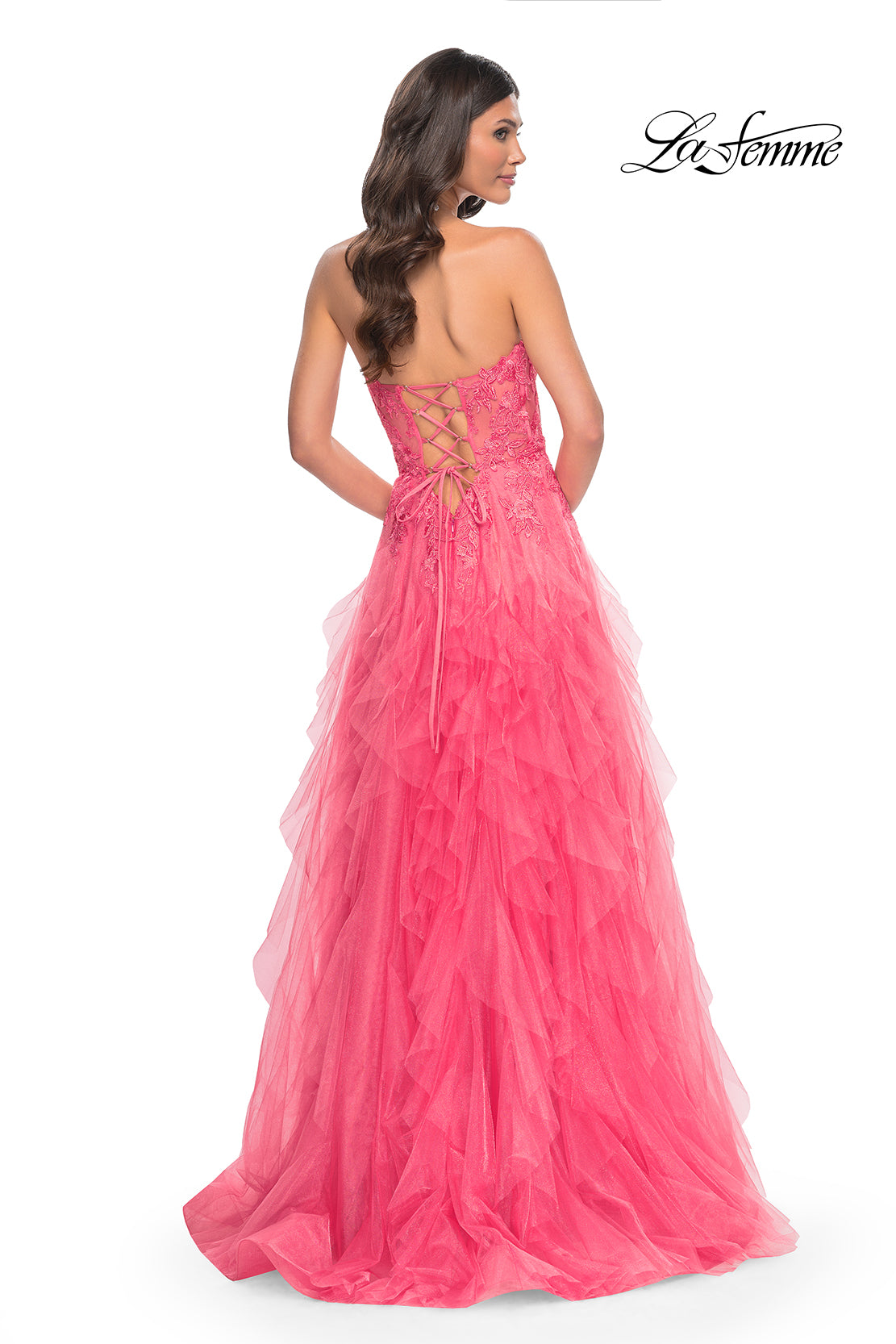La Femme 32286 Lace Bustier Full Tulle Dress