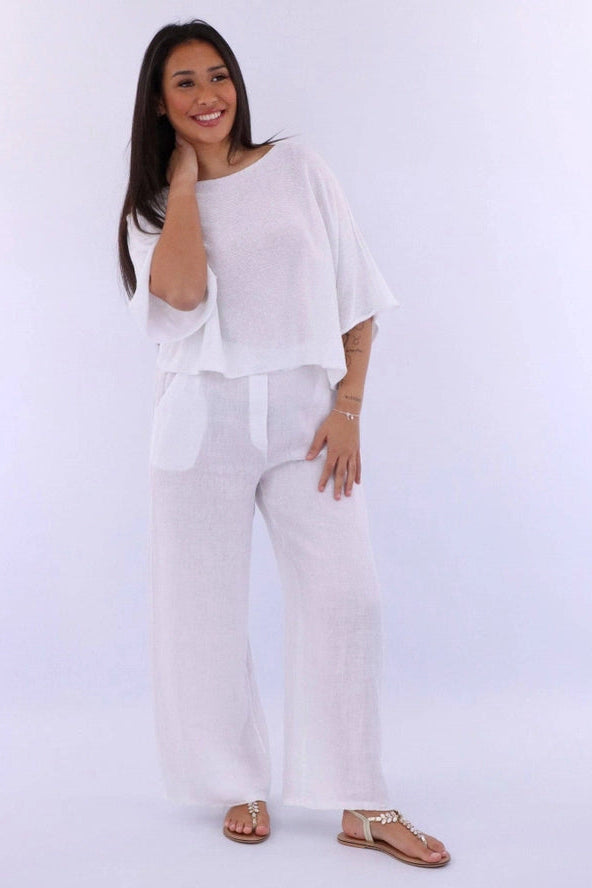 Cotton Blend Short Tunic Top | White