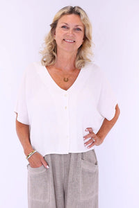 Linen & Cotton Blend Short Sleeve Cardigan | Pale Pink, Truffle, White