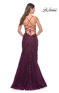 La Femme 32307 Slit Lace Illusion Dress