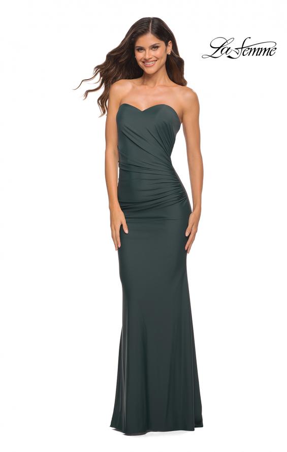 La Femme 30502 Strapless Ruched Sweetheart Fit & Flare Dress