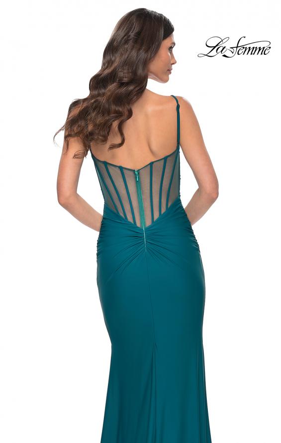 La Femme 32153 Illusion Back with Boning Detail Dress