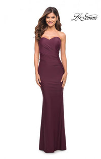 La Femme 30502 Strapless Ruched Sweetheart Fit & Flare Dress