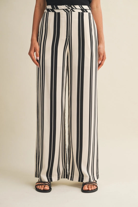 Striped Wide Leg Pant | Midnight