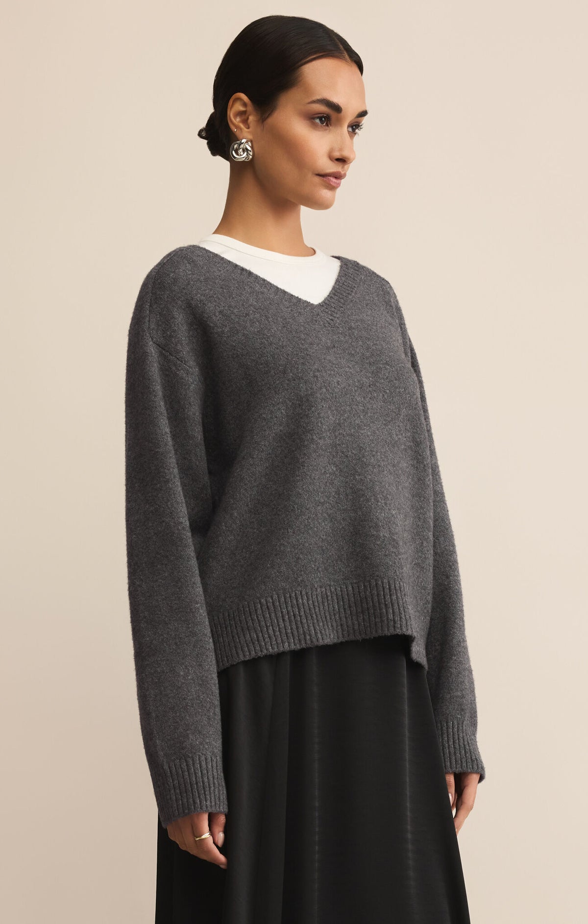 Eloise Sweater | Charcoal Heather, Natural Heather