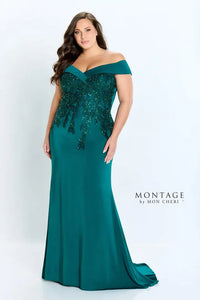 Montage 220932 Off The Shoulder Crepe Fit and Flare