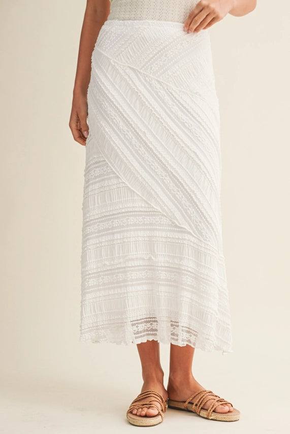 Textured Diagonal Skirt | Off-White
