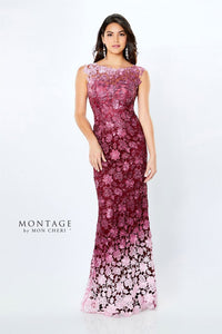 Montage 119958 Sleeveless Ombre Venise Lace Flare Gown
