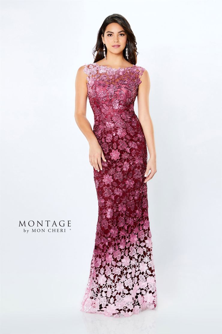 Montage 119958 Sleeveless Ombre Venise Lace Flare Gown